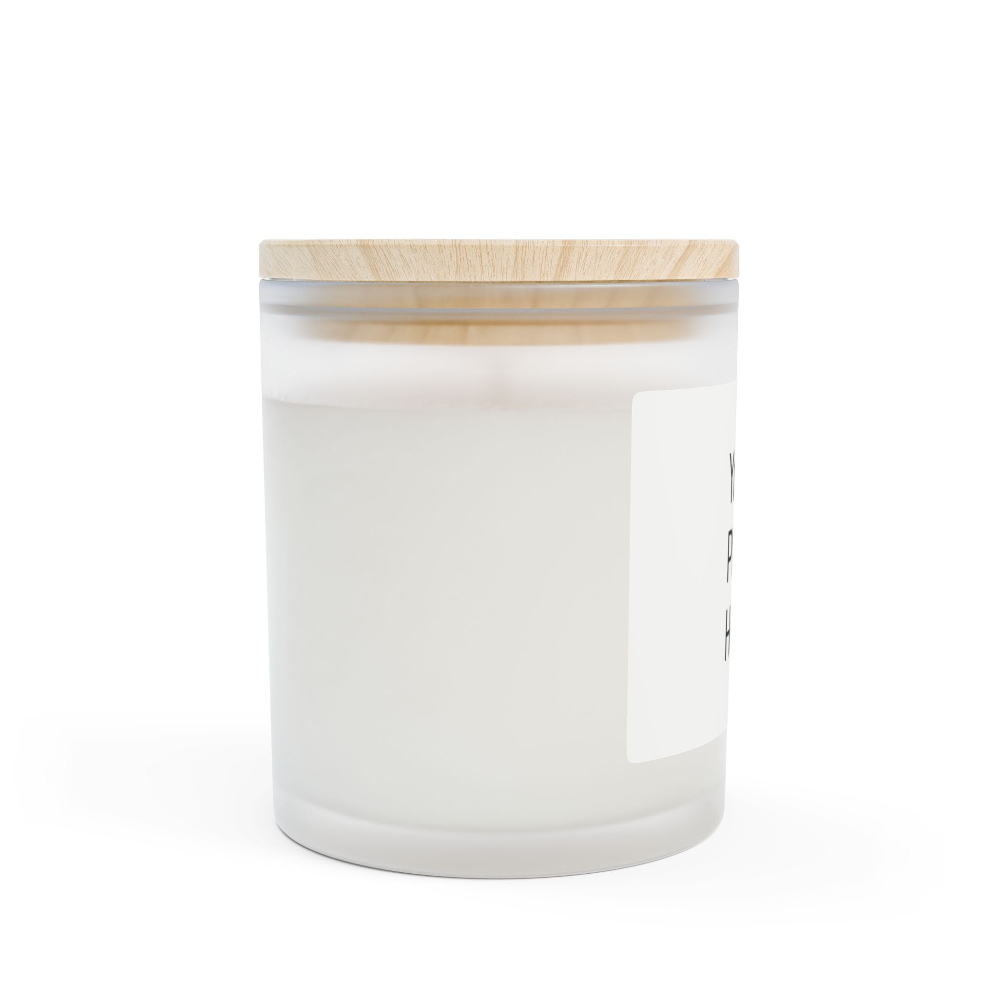 Frosted Glass Wooden Wick Candle – 11oz Hand-Poured