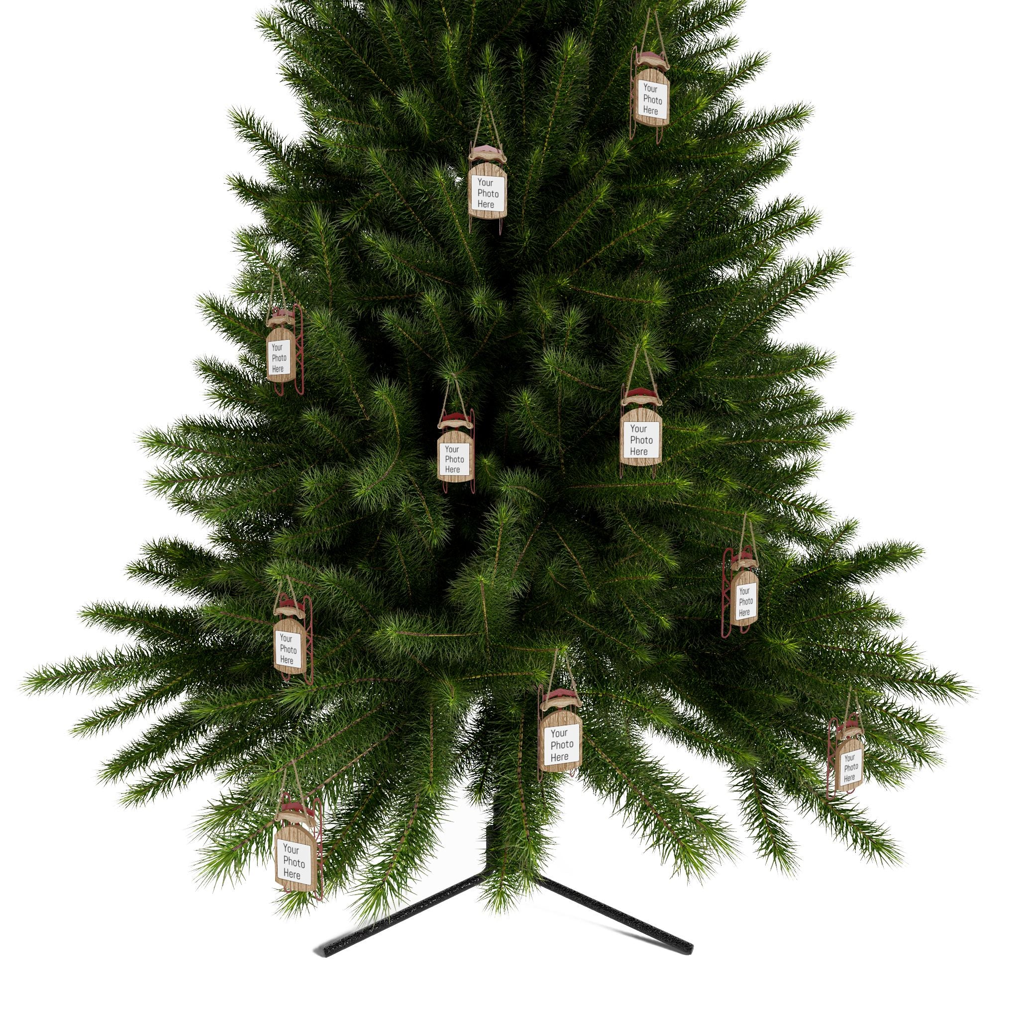 Personalized Wooden Sled Ornament - Custom Christmas Tree Decoration