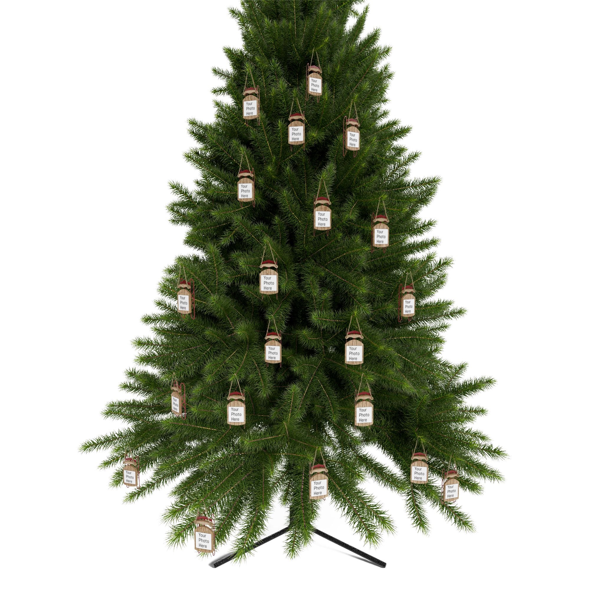 Personalized Wooden Sled Ornament - Custom Christmas Tree Decoration