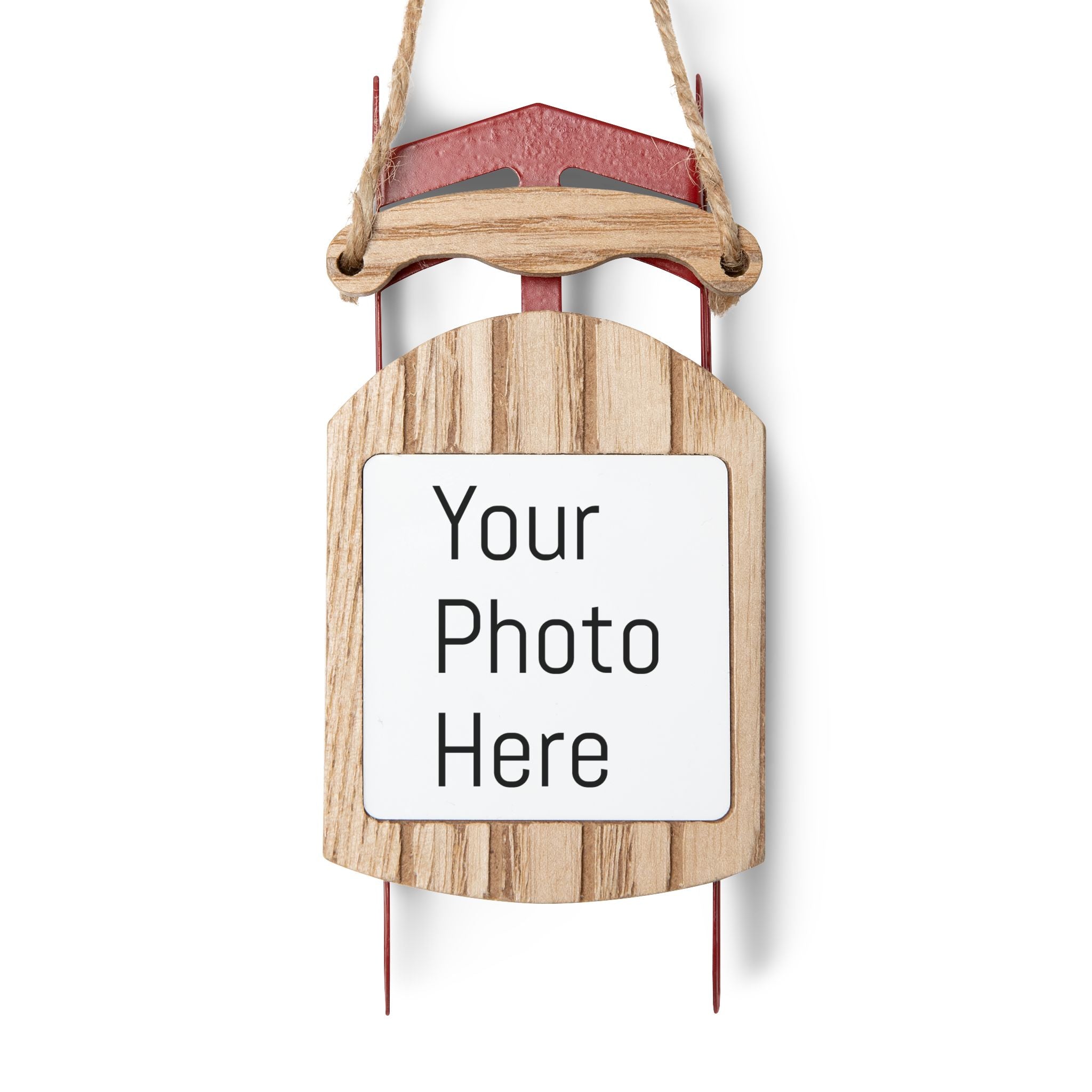 Personalized Wooden Sled Ornament - Custom Christmas Tree Decoration