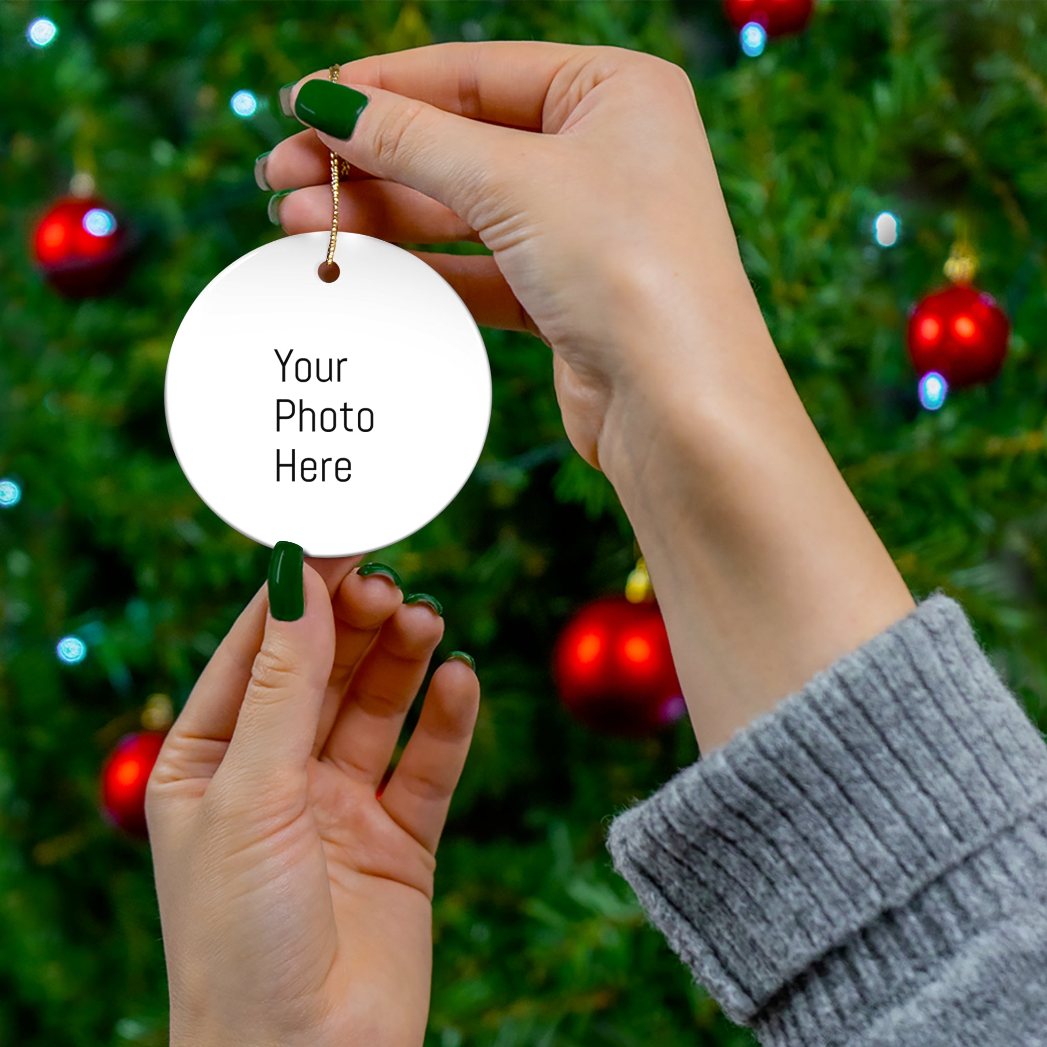 Custom Photo Ornament – Personalized Ceramic Christmas Decoration