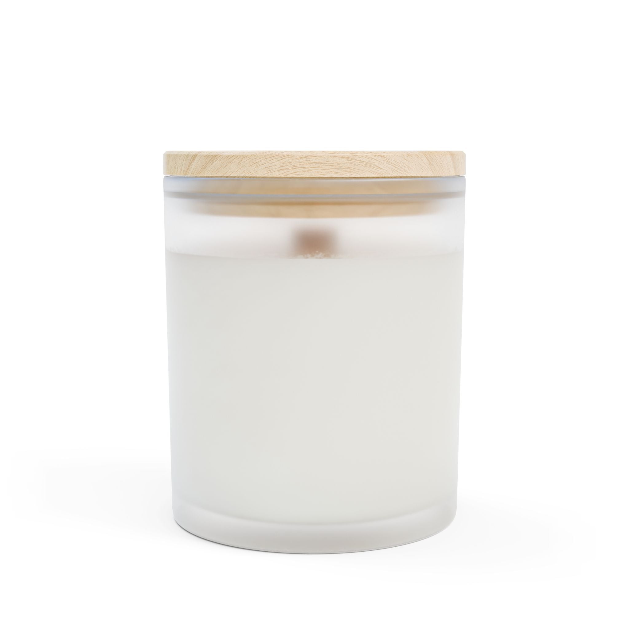 Frosted Glass Wooden Wick Candle – 11oz Hand-Poured
