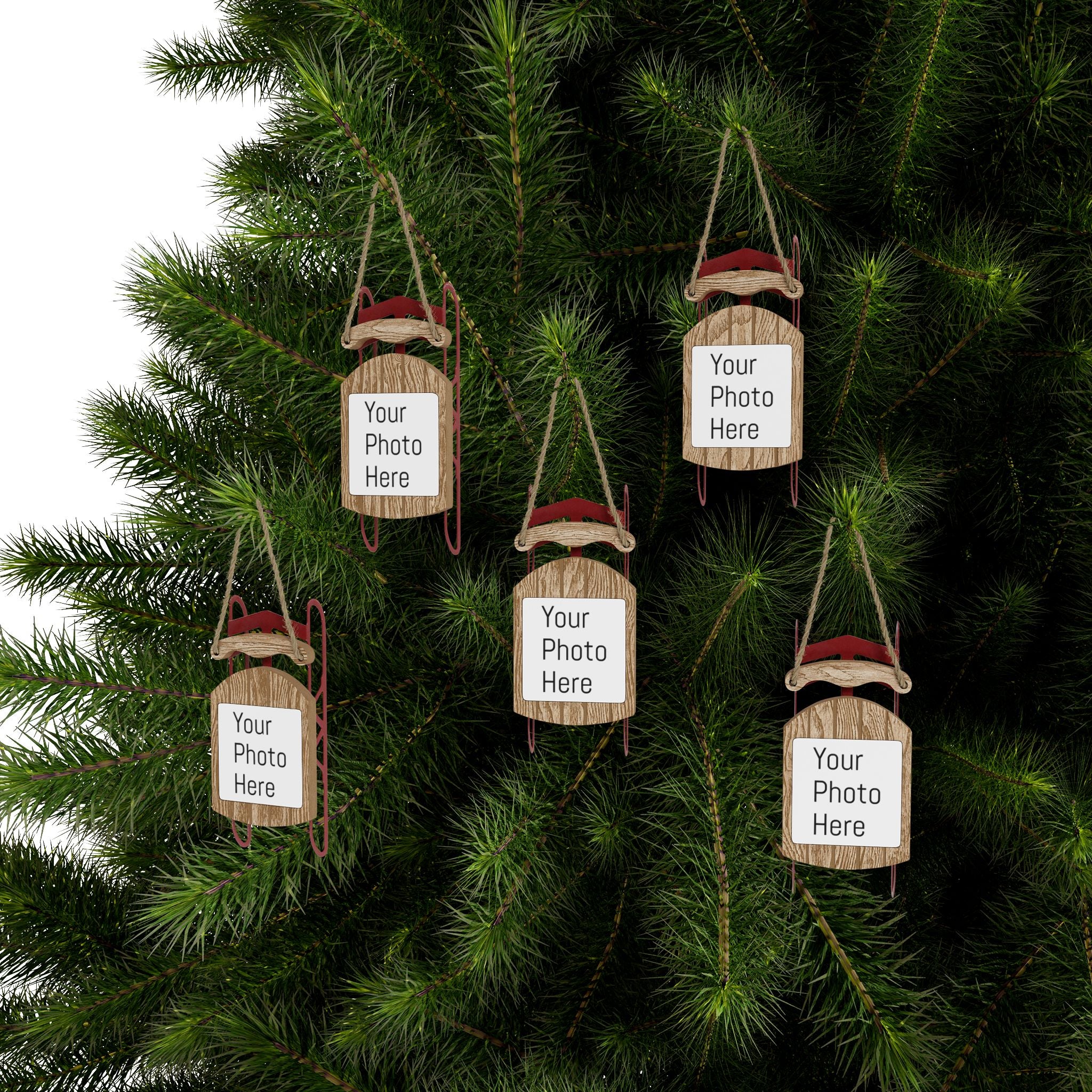 Personalized Wooden Sled Ornament - Custom Christmas Tree Decoration
