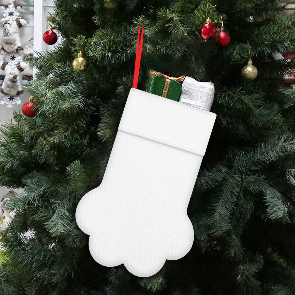 Custom Dog Stocking - Paw Print Christmas Decoration for Pups