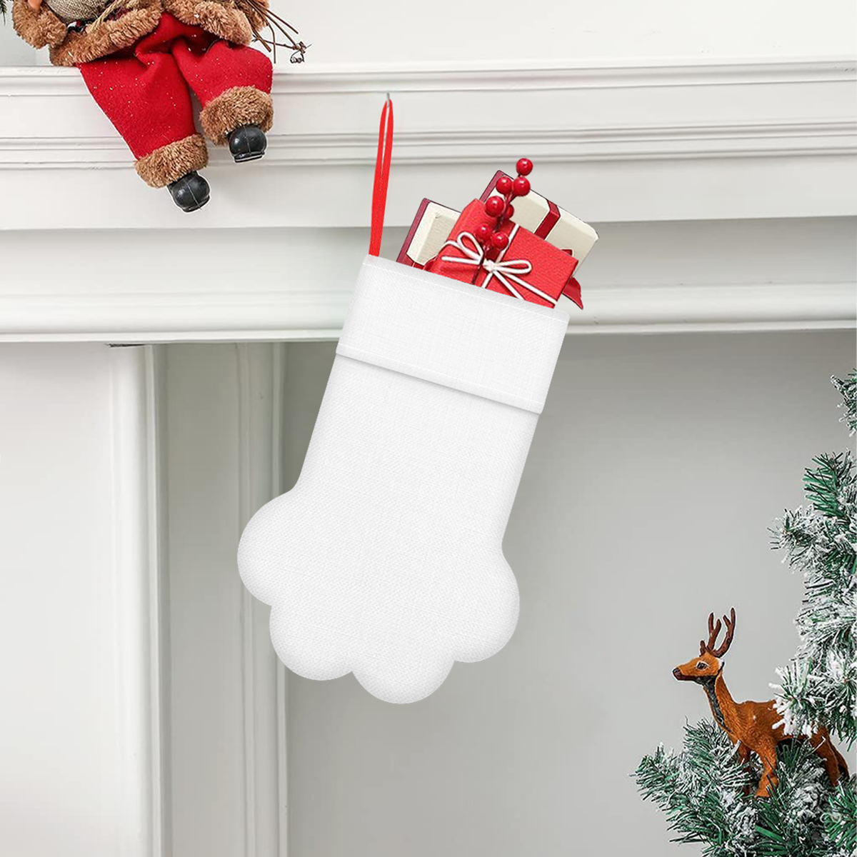 Custom Dog Stocking - Paw Print Christmas Decoration for Pups